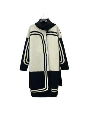 Hermès “Dancing Horsewhip” Intarsia Cashmere Long Cardigan Coat